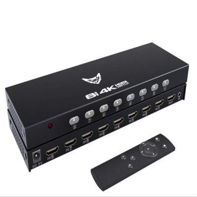 DiamondTiger HDMI Switch Box - 8 in 1 Out HDMI Switcher with Remote, 4K 8 Port HDMI 1.4 Switcher, Support 4K@30Hz, 3D Audio Video Sync, for PS4/3, Xbox, Fire Stick, TV, Projector, PC