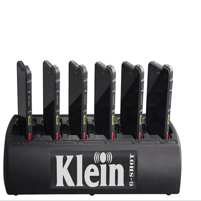 Klein Electronics 6-Shot Slim Charger for Sonim XP8 Phones, 6 Interchangeable Pods, 15V Output, Desk Charger
