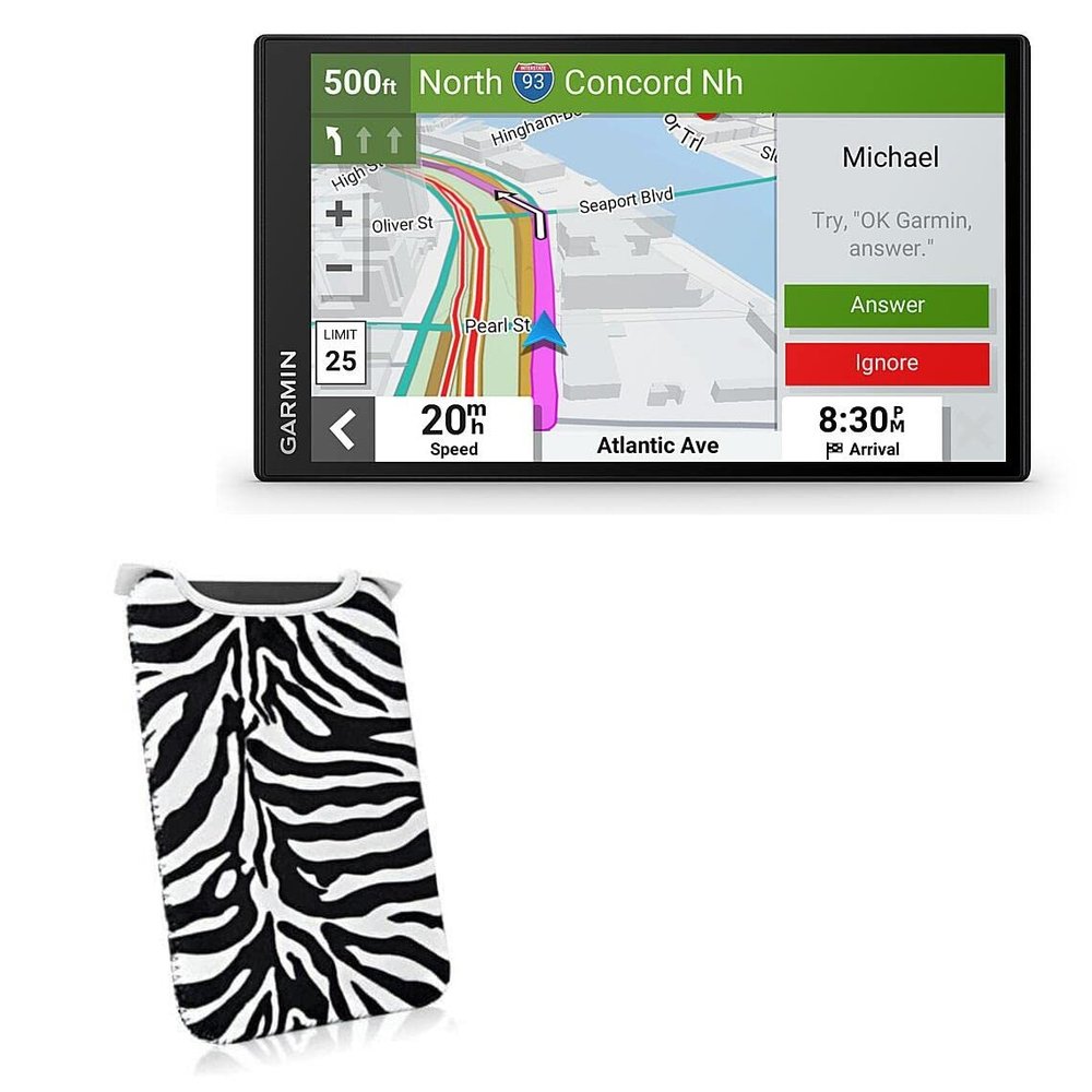 BoxWave Case Compatible with Garmin DriveSmart 76 - Zebra Plush SlipSuit, Animal Print Padded Soft Sleeve