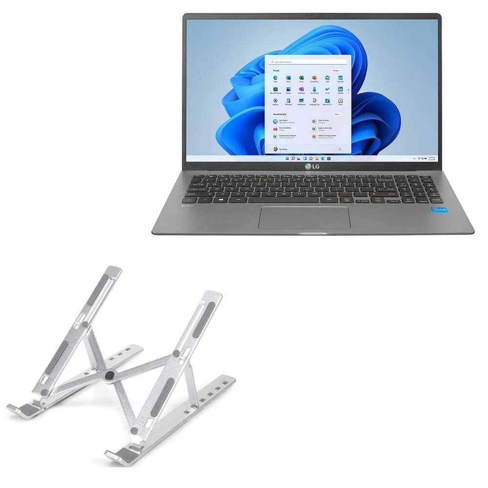 BoxWave Stand and Mount Compatible with LG Gram 15 (15Z90Q) - Compact QuickSwitch Stand, Portable Multi Angle Viewing Foldable Riser - Metallic Silver