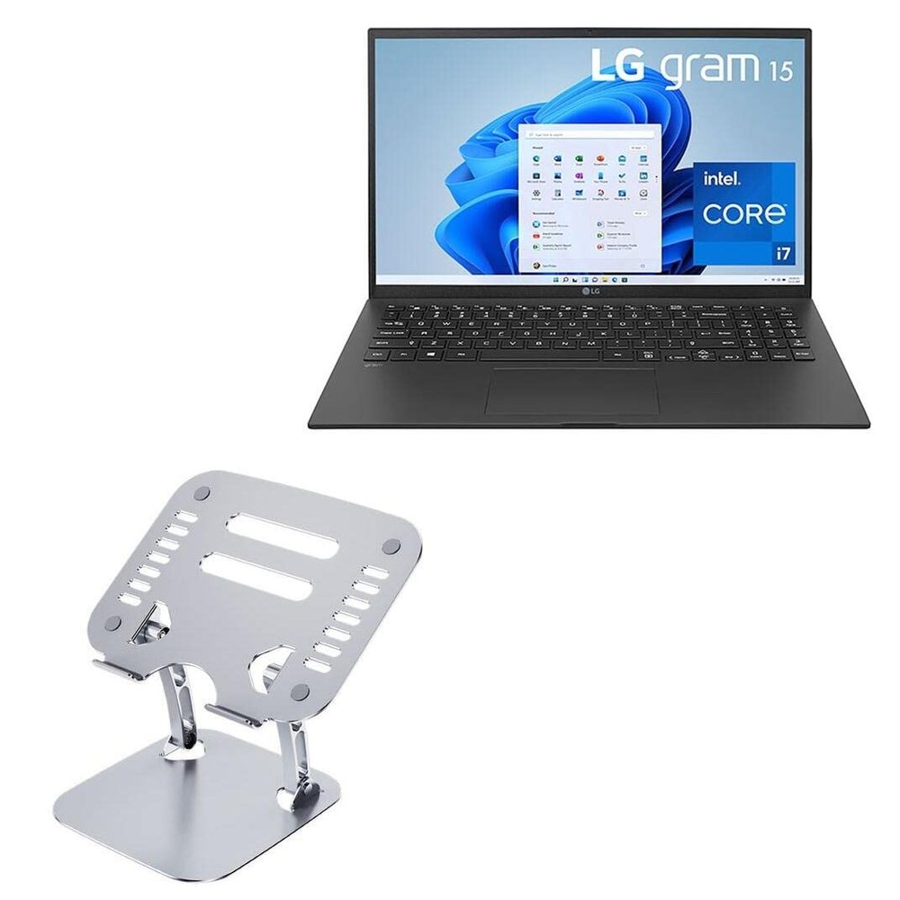 BoxWave Stand and Mount Compatible with LG Gram 15 (15Z95P) - Executive VersaView Laptop Stand, Ergonomic Adjustable Viewing Angle Metallic Riser - Metallic Silver