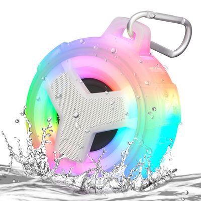 EBODA Bluetooth Shower Speaker, Portable Bluetooth Speakers, IP67 Waterproof Wireless Speaker with LED Light, 2000mAh, True Wireless Stereo, for Men and Women, Unique Music Gifts