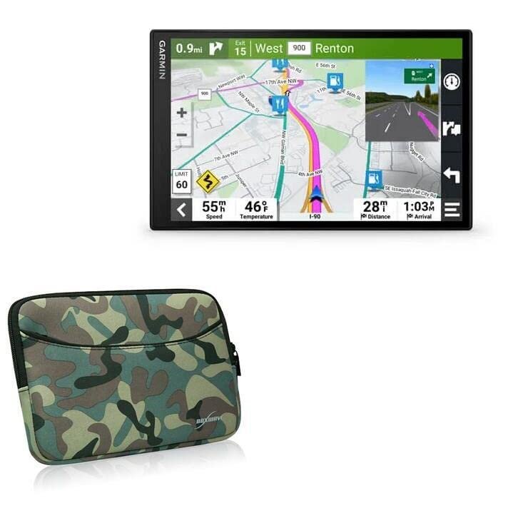 BoxWave Case Compatible with Garmin DriveSmart 86 - Camouflage Suit with Pocket, Neoprene Camo Suit Zipper Pocket for Storage