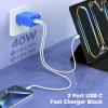 Essri 40W Gan Dual USB C Charger Block 2-Pack,PD 3.0 Fast Charging Wall Plug Power Adapter with Dual Type C Ports for iPhone 16/15/14/13/12 Pro Max,iPad Pro/Air/Mini,Galaxy S25 / S24,Blue view 3