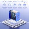 Essri 40W Gan Dual USB C Charger Block 2-Pack,PD 3.0 Fast Charging Wall Plug Power Adapter with Dual Type C Ports for iPhone 16/15/14/13/12 Pro Max,iPad Pro/Air/Mini,Galaxy S25 / S24,Blue view 4