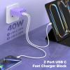 Essri 40W Gan Dual USB C Charger Block 2-Pack,PD 3.0 Fast Charging Wall Plug Power Adapter with Dual Type C Ports for iPhone 16/15/14/13/12 Pro Max,iPad Pro/Air/Mini,Galaxy S25 / S24,Purple view 3