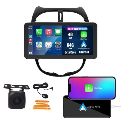 Octa Core 4G+64G CarPlay Android Auto Navigation Stereo GPS Radio Camera Display 10.33" QLED Touchscreen Headunit Tablet Media Player for Peugeot 206 for Citroen C2 1998-2008