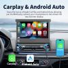 2026 7-inch Motorized Flip-Out Single Din Car Stereo with Apple CarPlay & Android Auto, Bluetooth, HD Touchscreen, Backup Camera, USB/SD/AUX Input, AM/FM Radio, Subwoofer Support & DSP view 2