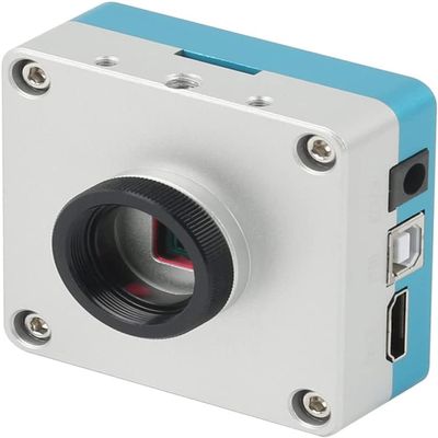 48MP 4K&2K HDMI USB Industrial Video Microscope Camera TF Storage & 100X C-Mount Lens Whit 56-LED Adjustable Ring Light
