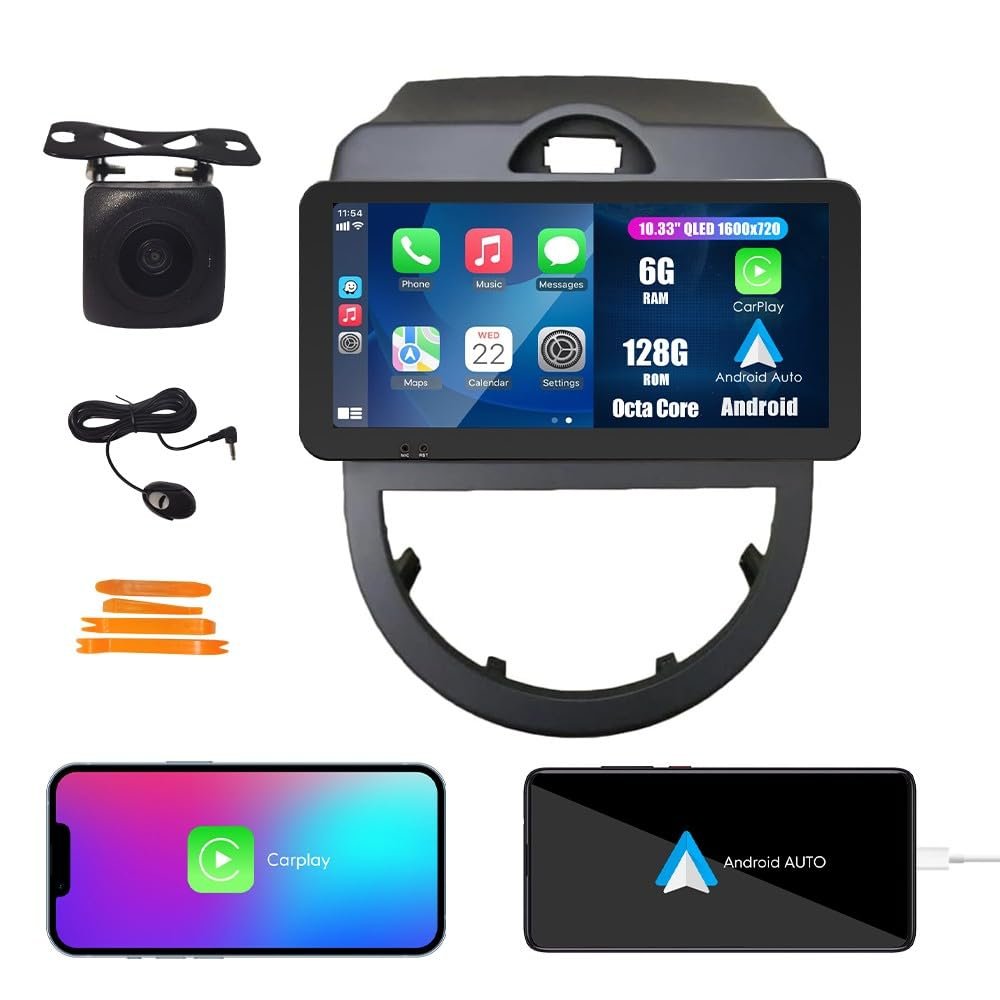 Kunfine Car CarPlay Android Auto Navigation Stereo GPS Radio Reverse Camera Display 10.33" QLED Touchscreen Headunit Tablet Pad Media Player for Kia Soul 2008-2011, if Applicable Octa Core 6G+128G