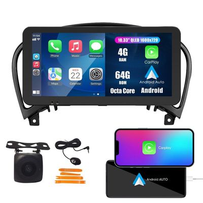 Car CarPlay Android Auto Navigation Stereo GPS Radio Display 10.33" QLED Touchscreen Headunit Tablet Pad Media Player for Nissan Juke 2011-2017, if Applicable Octa Core 4G+64G