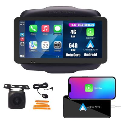 Kunfine Car CarPlay Android Auto Navigation Stereo GPS Radio Reverse Camera Display 10.33" QLED Touchscreen Headunit Tablet Pad Media Player For Jeep Renegade 2015-2023, if Applicable Octa Core 4G+64G