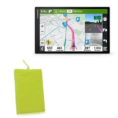 BoxWave Case Compatible with Garmin DriveSmart 86 - Velvet Pouch, Soft Velour Fabric Bag Sleeve with Drawstring - Olive Green