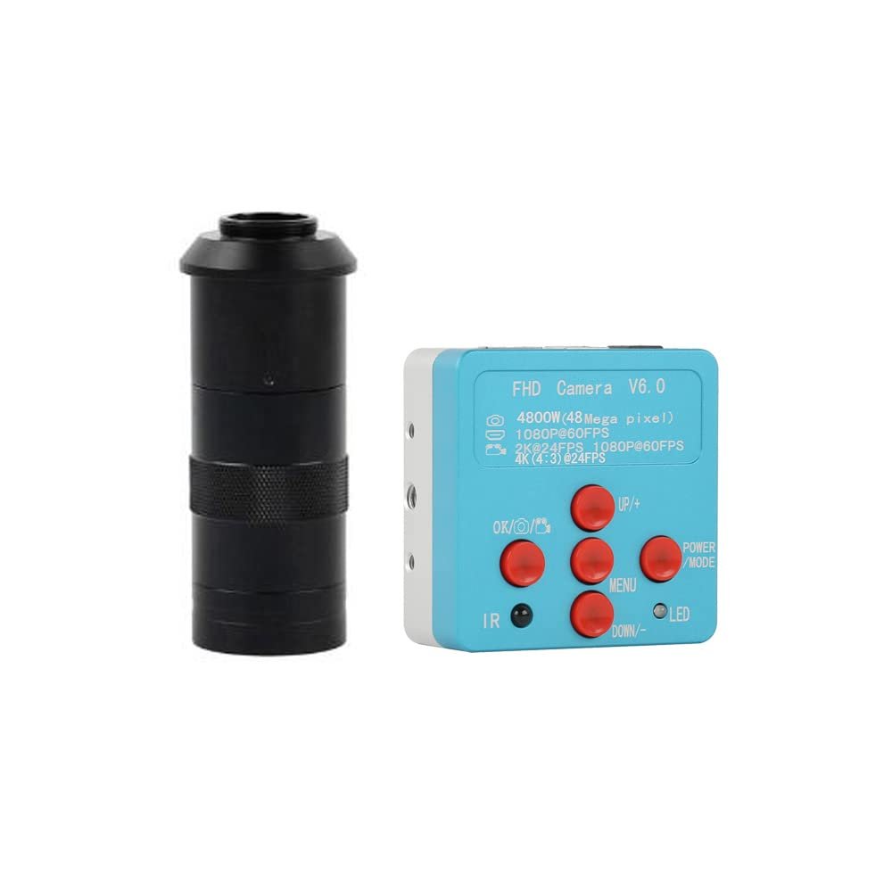 48MP 4K&2K HDMI USB Industrial Video Microscope Camera TF Storage & 100X C-Mount Lens For Phone CPU PCB Soldering