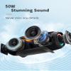 HEYSONG Bluetooth Speaker, Portable Outdoor IP67 Waterproof Wireless Speaker with Shoulder Strap, 50W Loud Rich Bass Sound, Mixed Color Lights, 20H Playtime, Powerbank Speaker for Party, Trip, Camping view 2