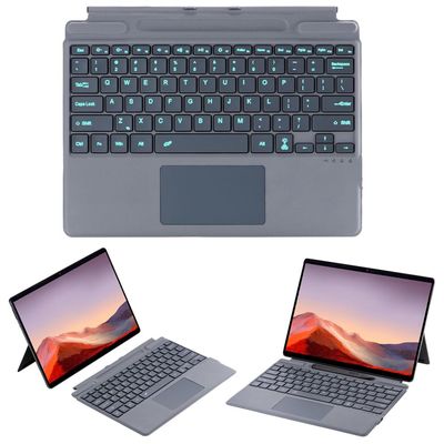 Bluetooth Keyboard for Microsoft Surface Pro 11/10 2024/Pro 9/Pro 8/Pro X 13 Inch, Ultra-Slim Wireless Touch Trackpad Thin Keyboard, 7 Colors Backlit Detachable with Pen Holder Grey