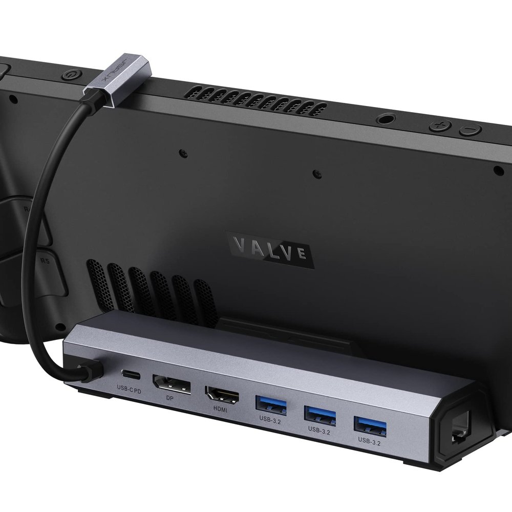 JSAUX Docking Station for Steam Deck/Rog Ally/Legion Go, 7-in-1 Steam Deck Dock with HDMI 4K@60Hz, DisplayPort, Gigabit Ethernet, USB A 3.2 and 100W Charge Compatible with Steam Deck OLED-HB0702