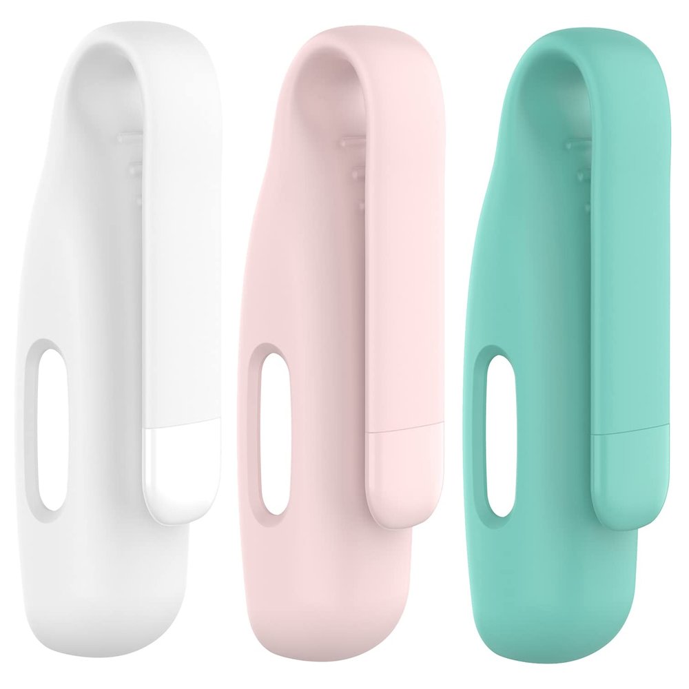 3Pack Fit for Inspire 3 Case with Clip Cover TenCloud Clip Holder Silicone Case Intended for Fitbit Inspire 3 Inspire 2 Ace 3 Tracker (Teal+Pink+White)