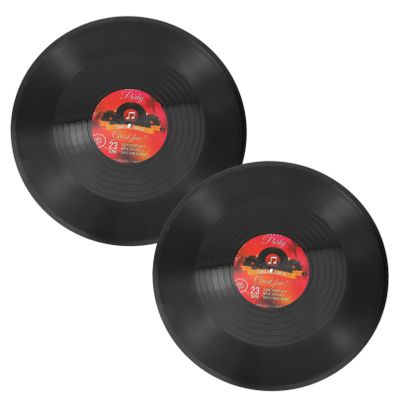 SUPVOX 2pcs 12-Inch Vintage Vinyl Records Wall Decor, Retro Style Black Plastic Decorative Discs for Bar, Coffee Shop, Home, DIY Art Projects