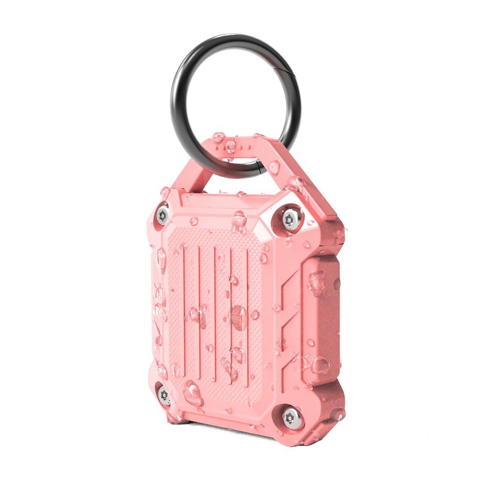 Dovick- Waterproof Airtag Keychain Holder Case,Screw Full Cover Compatible with Apple Air Tag Tracker Key Ring (Pink 1Pack)