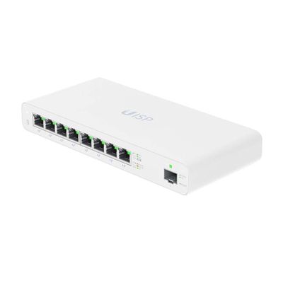 Ubiquiti UISP-S Gigabit PoE Switch for WISP MicroPoP Applications, 8 x GbE RJ45 Ports, 1 x 1G SFP Port, Fanless Thermal Cooling, Silent Operation, White