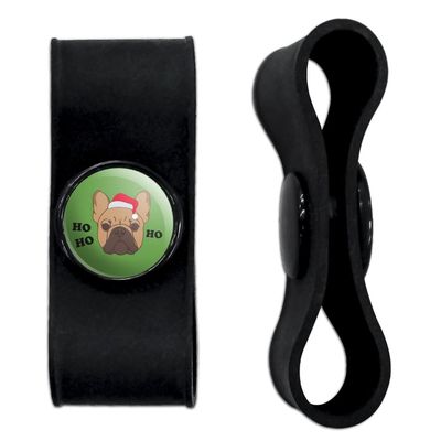 GRAPHICS & MORE Frenchie Ho Ho Ho Headphone Earbud Cord Wrap - Charging Cable Manager - Wire Organizer Set of 2 - Black