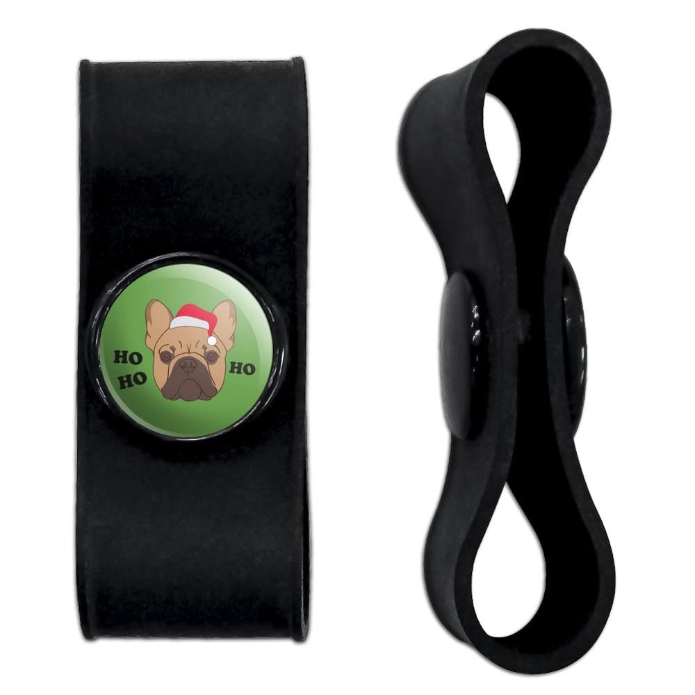 GRAPHICS & MORE Frenchie Ho Ho Ho Headphone Earbud Cord Wrap - Charging Cable Manager - Wire Organizer Set of 2 - Black