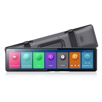 Dash Cam Rearview Mirror, 10 inch Mirror Dash Cam Backup Camera, DVR Dash Cam G Sensor Parking Monitor, Supports, for Android Auto, Bluetooth 5.0(T70)