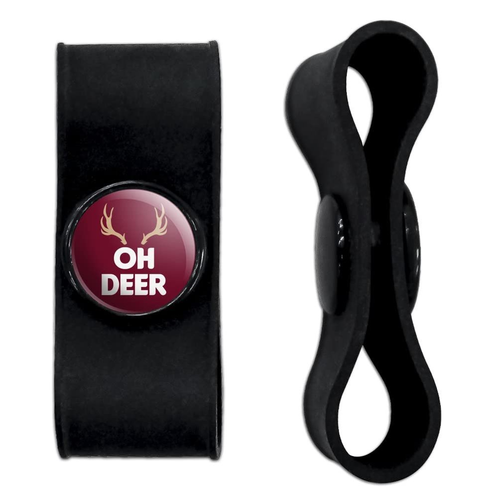 GRAPHICS & MORE Oh Deer Headphone Earbud Cord Wrap - Charging Cable Manager - Wire Organizer Set of 2 - Black