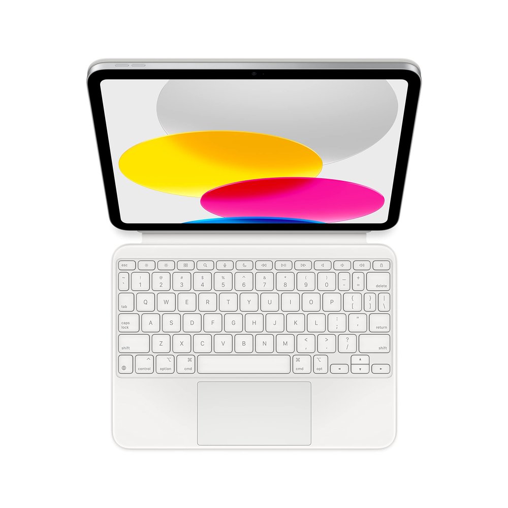 Apple Magic Keyboard Folio: iPad Keyboard & case for iPad (A16&10th Generation),Bluetooth/Smart Connector,Detachable Two-Piece Design That attaches magnetically, Built-in trackpad,US English  White