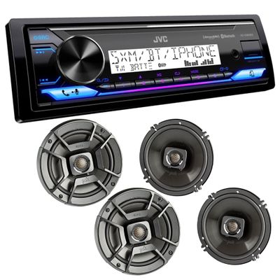 JVC KD-X38MBS Marine Digital Media Receiver with Bluetooth, USB, SiriusXM Ready, Conformal Coated PCB with 2 Pairs Polk DB652 6.5" Marine Speakers