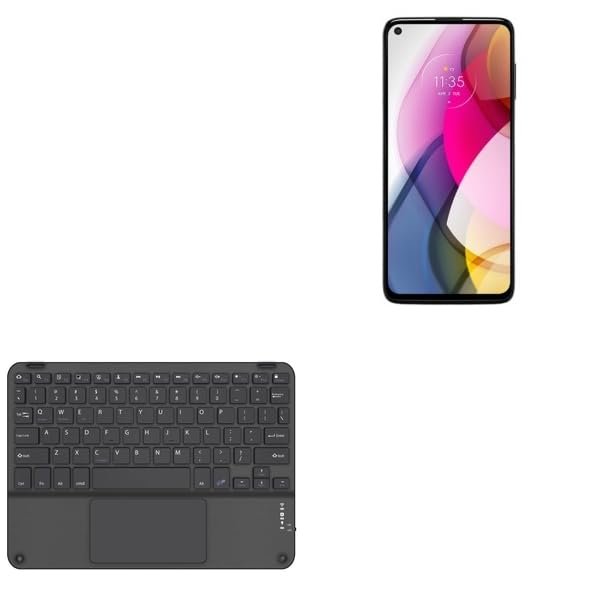 BoxWave Keyboard Compatible with BLU C5L (2021) - SlimKeys Bluetooth Keyboard with Trackpad, Portable Slim TouchPad - Jet Black