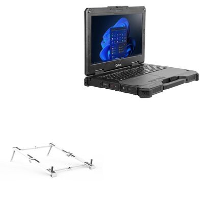 BoxWave Stand and Mount Compatible with Getac X600 - Pocket Aluminum Stand 3-in-1, Portable Multi Angle Viewing Riser - Metallic Silver
