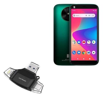 BoxWave Smart Gadget Compatible with BLU C6L (2020) - AllReader SD Card Reader, microSD Card Reader SD Compact USB - Jet Black