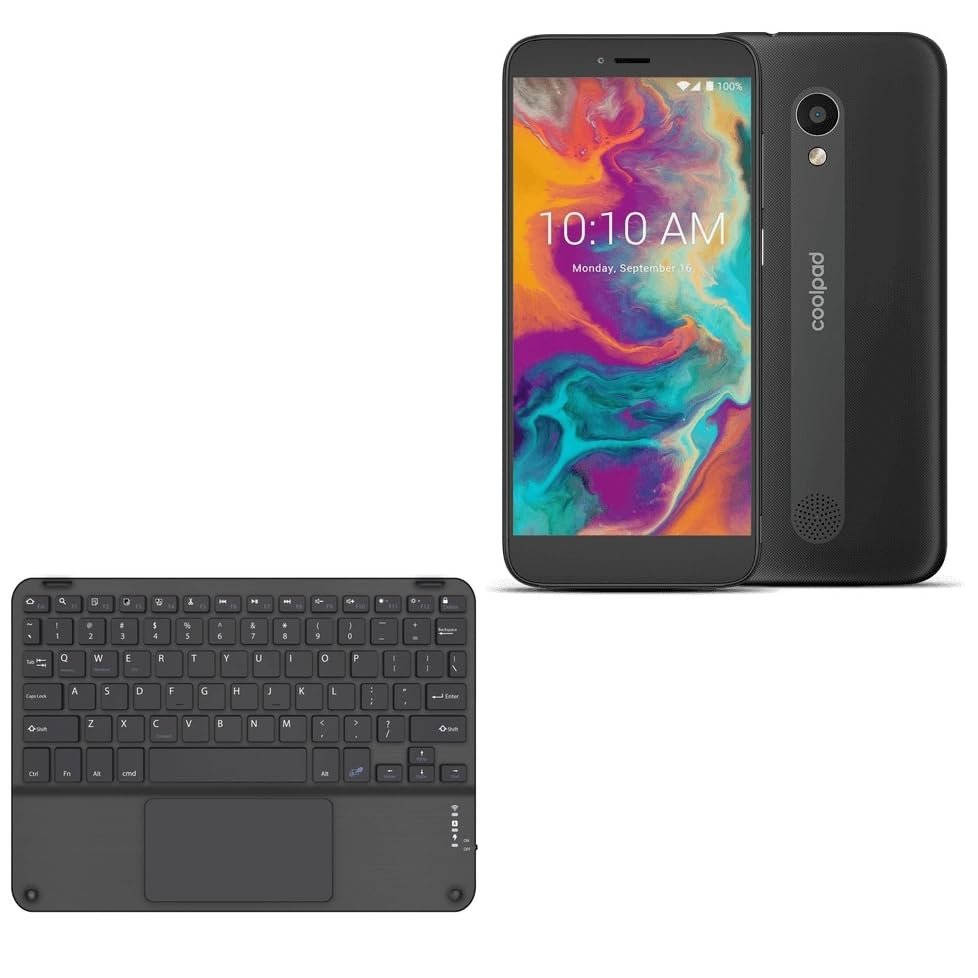 BoxWave Keyboard Compatible with Coolpad Legacy S - SlimKeys Bluetooth Keyboard with Trackpad, Portable Slim TouchPad - Jet Black