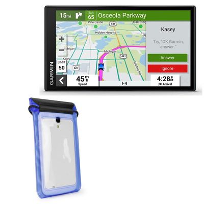 BoxWave Case Compatible with Garmin DriveSmart 66 - AquaProof Pouch, Triple Sealed Waterproof Carrying Pouch Lanyard - Blue