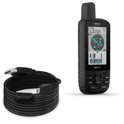 BoxWave Cable Compatible with Garmin GPSMAP 66sr - DirectSync (15 ft) Cable, Extra Long Charge and Sync Cable - Black