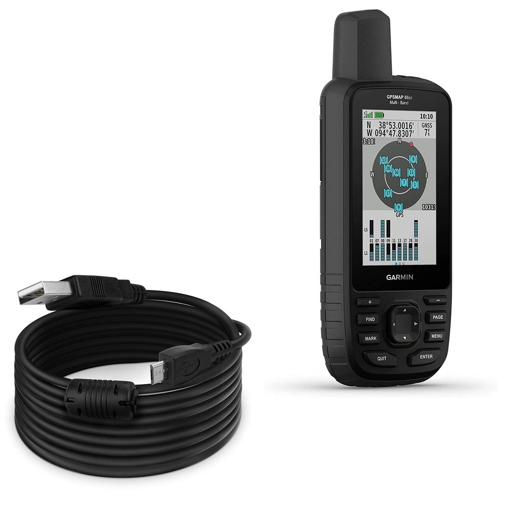 BoxWave Cable Compatible with Garmin GPSMAP 66sr - DirectSync (15 ft) Cable, Extra Long Charge and Sync Cable - Black