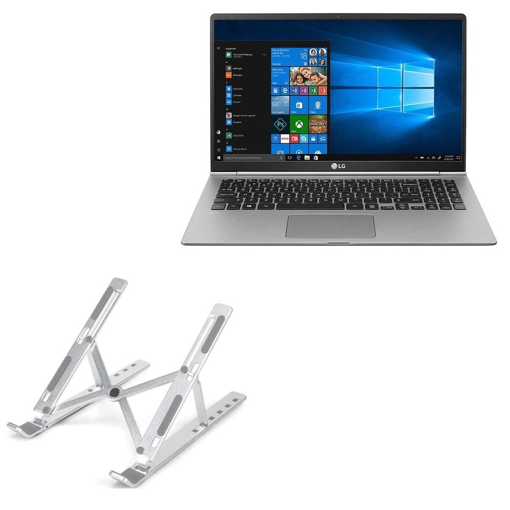 BoxWave Stand and Mount Compatible with LG Gram 15 (15Z995) - Compact QuickSwitch Stand, Portable Multi Angle Viewing Foldable Riser - Metallic Silver
