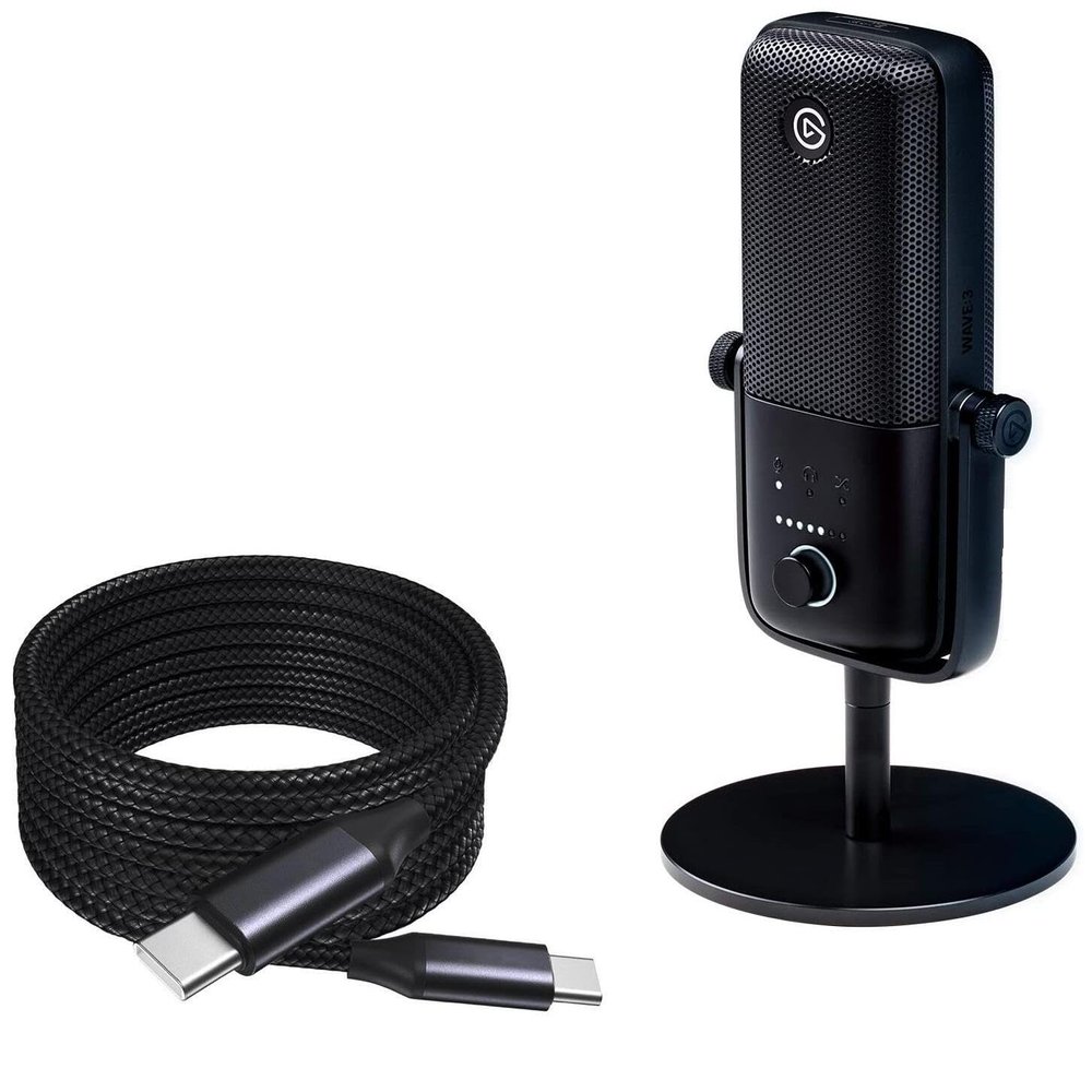 BoxWave Cable Compatible with Elgato Wave:3 - DirectSync PD Cable (10ft) - USB-C to USB-C (100W), Long Type C Braided Nylon Alloy Fast Charge - Jet Black