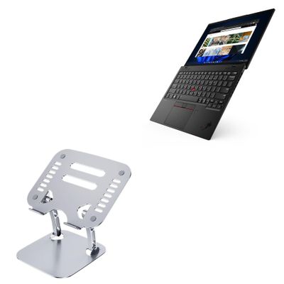 BoxWave Stand and Mount Compatible with Lenovo ThinkPad X1 Nano (21E8) - Executive VersaView Laptop Stand, Ergonomic Adjustable Viewing Angle Metallic Riser - Metallic Silver