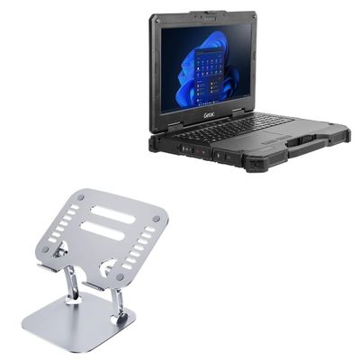 BoxWave Stand and Mount Compatible with Getac X600 - Executive VersaView Laptop Stand, Ergonomic Adjustable Viewing Angle Metallic Riser - Metallic Silver