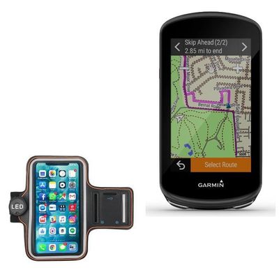 BoxWave Case Compatible with Garmin Edge 1030 Plus - JogBrite Sports Armband, High Visibility Safety Light LED Runners Armband - Bold Orange