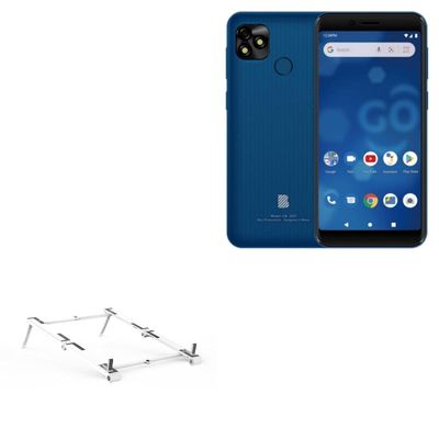 BoxWave Stand and Mount Compatible with BLU C6L (2021) - Pocket Aluminum Stand 3-in-1, Portable Multi Angle Viewing Riser - Metallic Silver