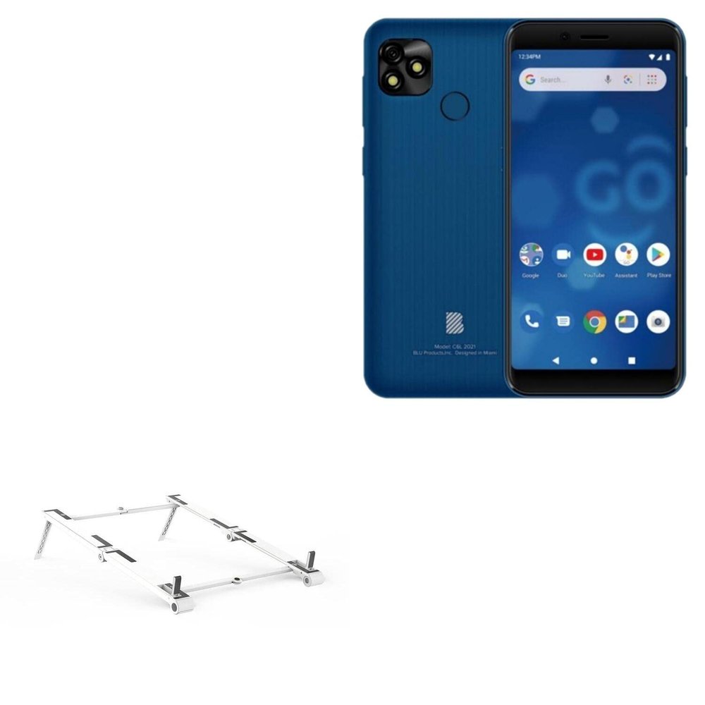 BoxWave Stand and Mount Compatible with BLU C6L (2021) - Pocket Aluminum Stand 3-in-1, Portable Multi Angle Viewing Riser - Metallic Silver