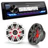 JVC KD-X38MBS Marine Digital Media Receiver with Bluetooth, USB, SiriusXM Ready, Conformal Coated PCB with 1 Pair KM654L 6.5" Marine Coax Speakers w/RGB Lighting view 1