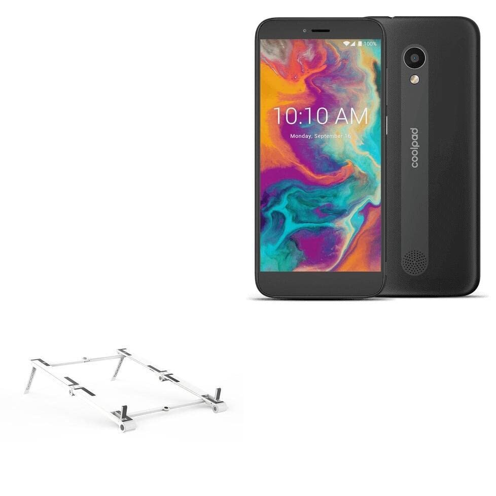 BoxWave Stand and Mount Compatible with Coolpad Legacy S - Pocket Aluminum Stand 3-in-1, Portable Multi Angle Viewing Riser - Metallic Silver