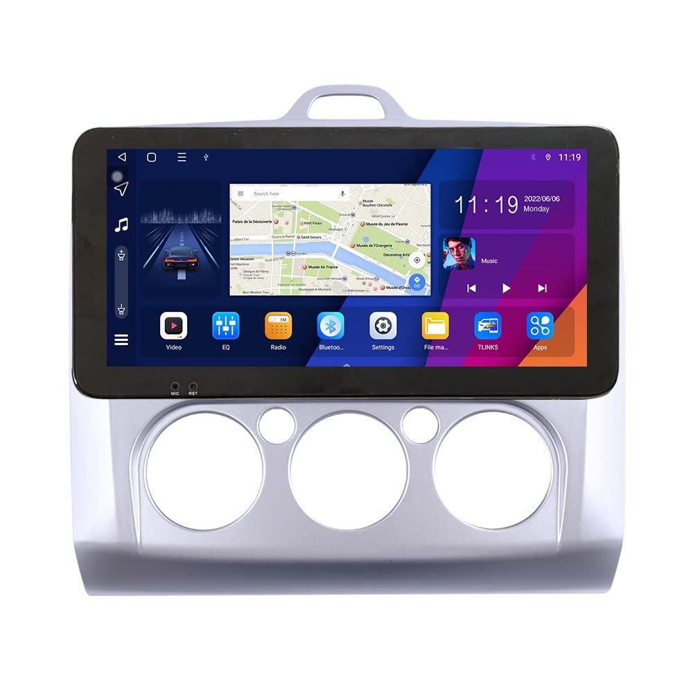 ZERTRAN 10.33" QLED/IPS 1600x720 Touchscreen CarPlay & Android Auto Android Autoradio Car Navigation Stereo Multimedia Player GPS Radio DSP Forford Focus 2004-2011 mt