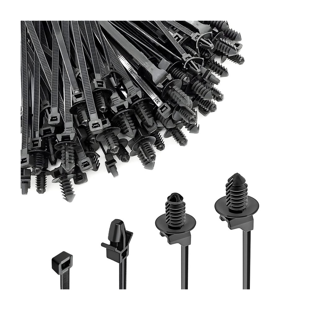 120PCS Car Push Mount Cable Zip Tie, Nylon Self Locking Cable Strap, Engine Bay Wire Harness Restraint Ties, Fastener Cable Clips Wraps for Indoor Outdoor, Compatible with Boat, Trailer, UTV