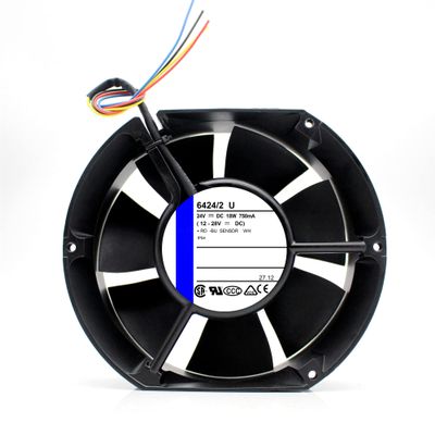 6424/2U DC24V 750mA 18W 17251 17cm 4-Wire Cooling Fan